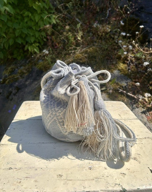 Wayuu Mochilla small stone blue