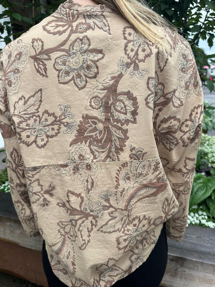 Mallie mønstret bluse camel