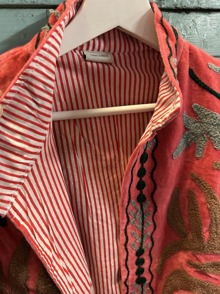 Anouska jakke velur med broderier coral