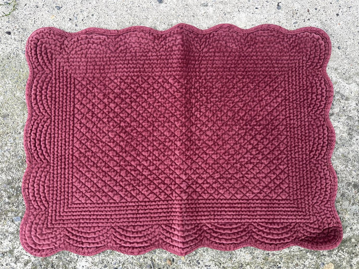 Spisebrikke avlang velur 35x50 cm  Port wine
