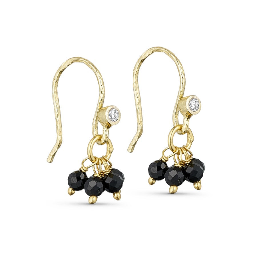 Lina hoop øredobber black spinel gullforgylt