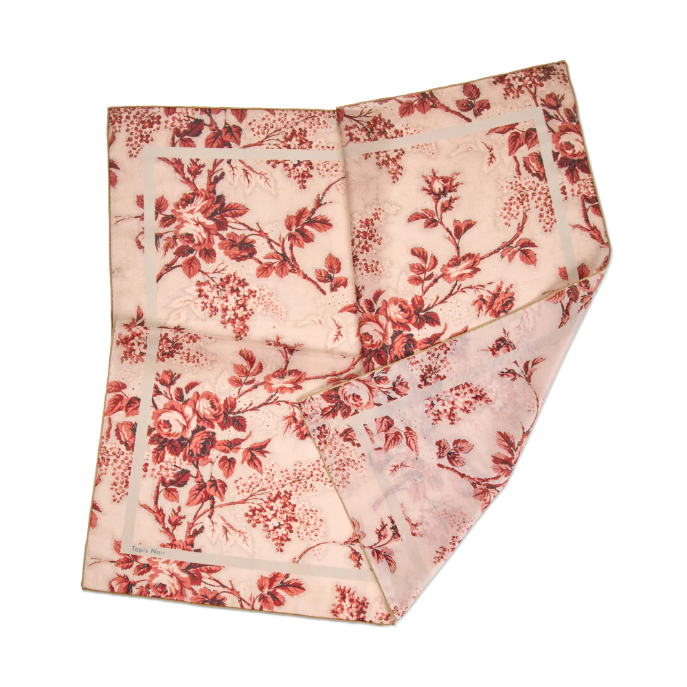 Skjerf light red flower toile