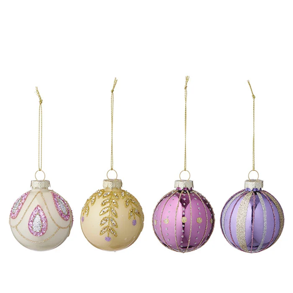 Julekuler Ø8 cm Seraphim Aubergine 4 pk