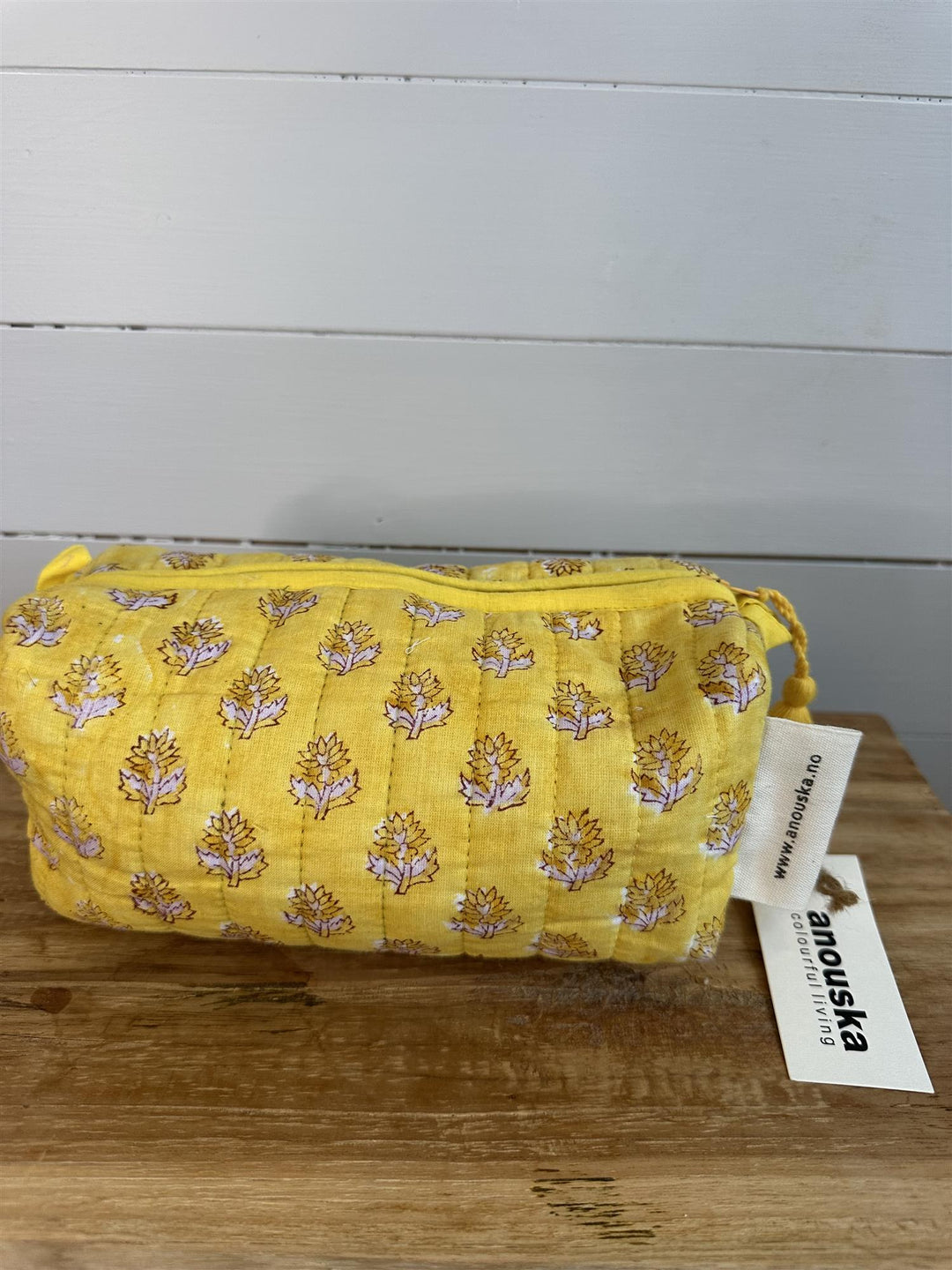 Sminkepung blokktrykket Clementine yellow