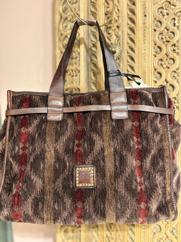 Patrizia bag velur og skinn bordeaux/brown