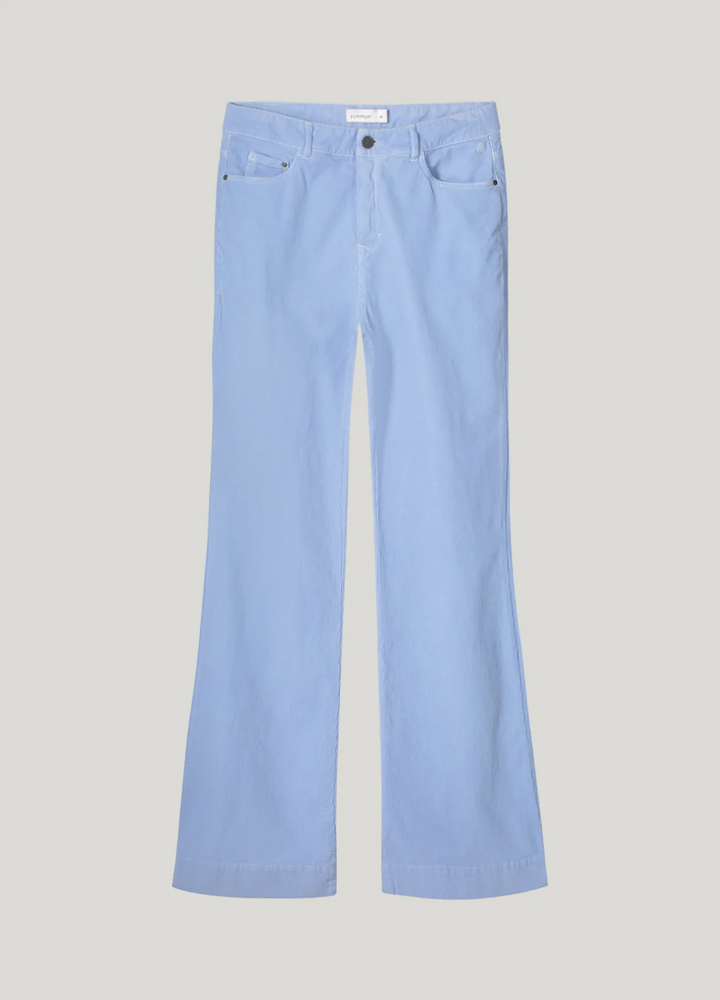 Bukse kordfløyel slim flare powder blue