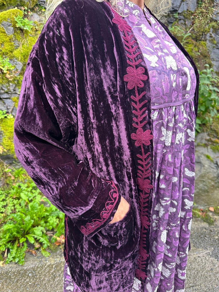 Valentina kimono velur aubergine