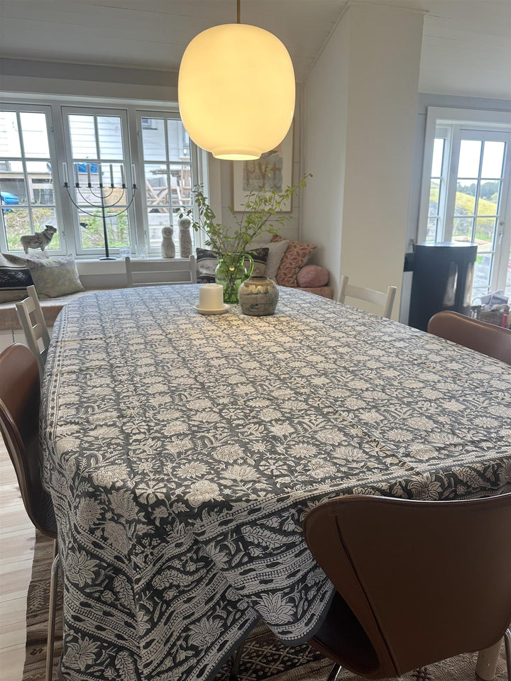 Duk blokktrykk 150 x 250 cm grey