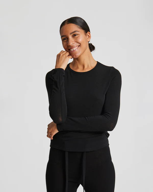 Thyra L/S wool top black