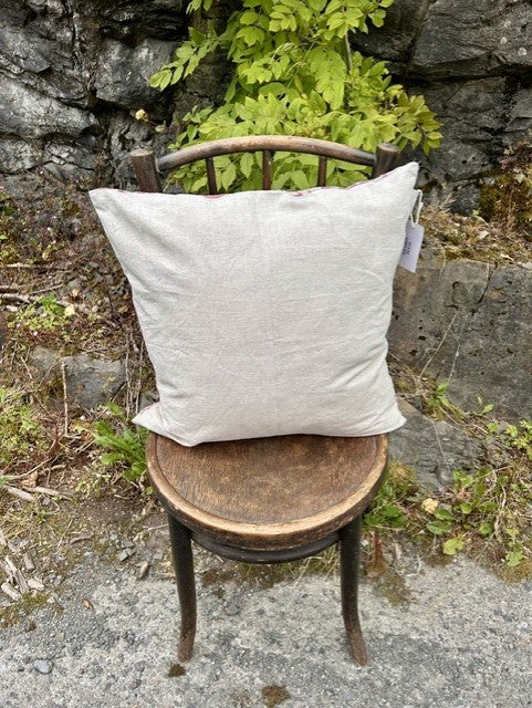 Putetrekk 100% lin blokktrykket mønster 50x50 cm natur & old rose