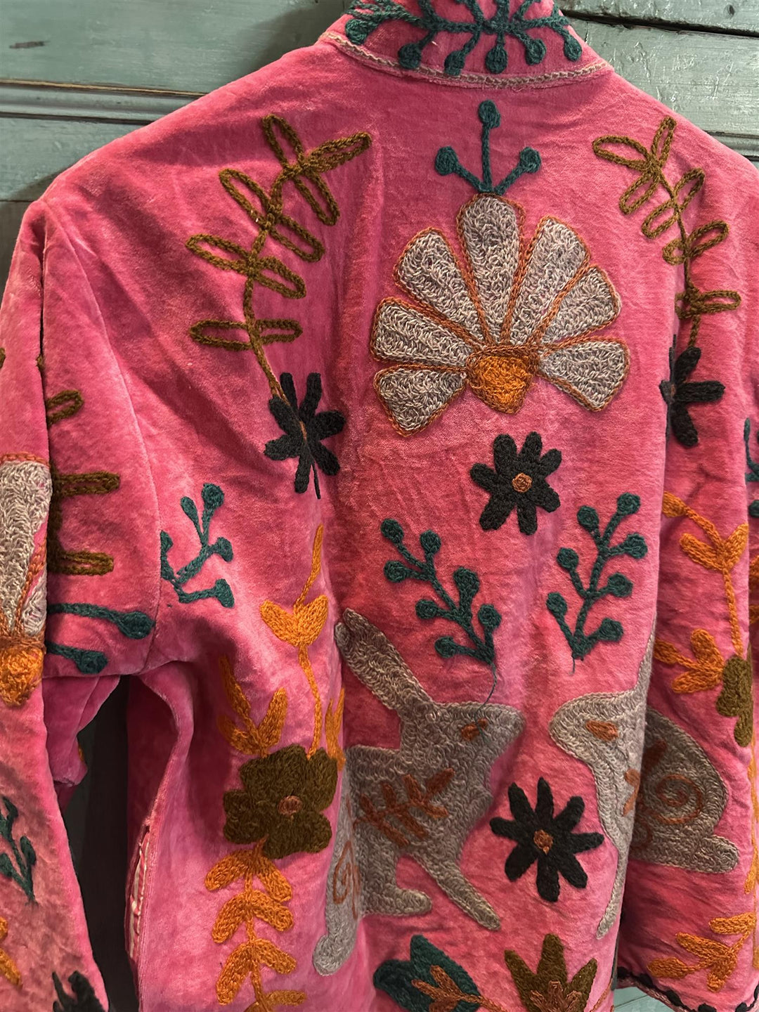 Anouska jakke velur med broderier pink