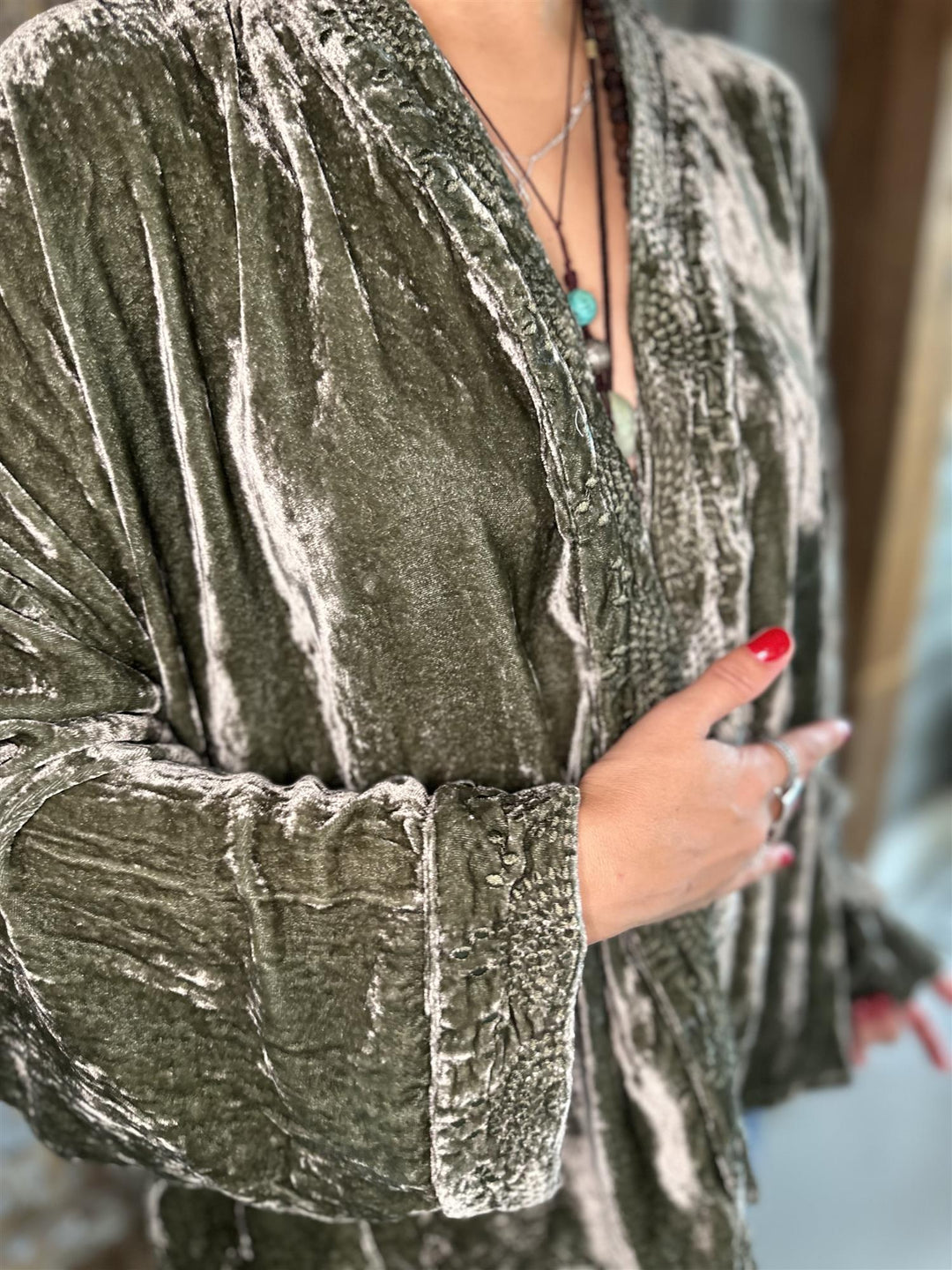 Sintra kimono velur olive