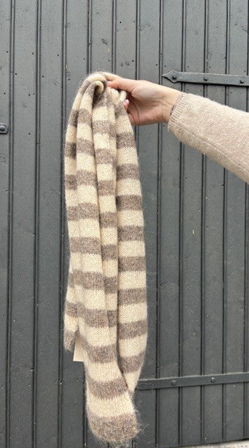 Rosas skjerf mohair stripet beige