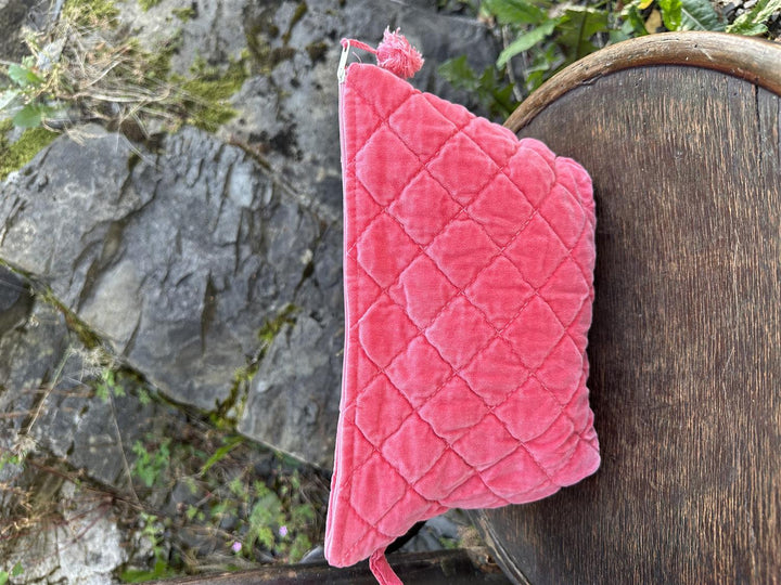 Toalettmappe velur raspberry