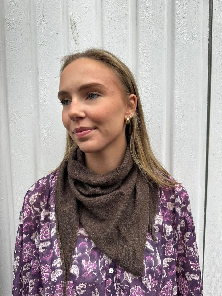 Skjerf trekant cashmere brun