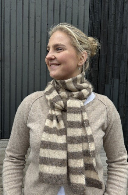 Rosas skjerf mohair stripet beige