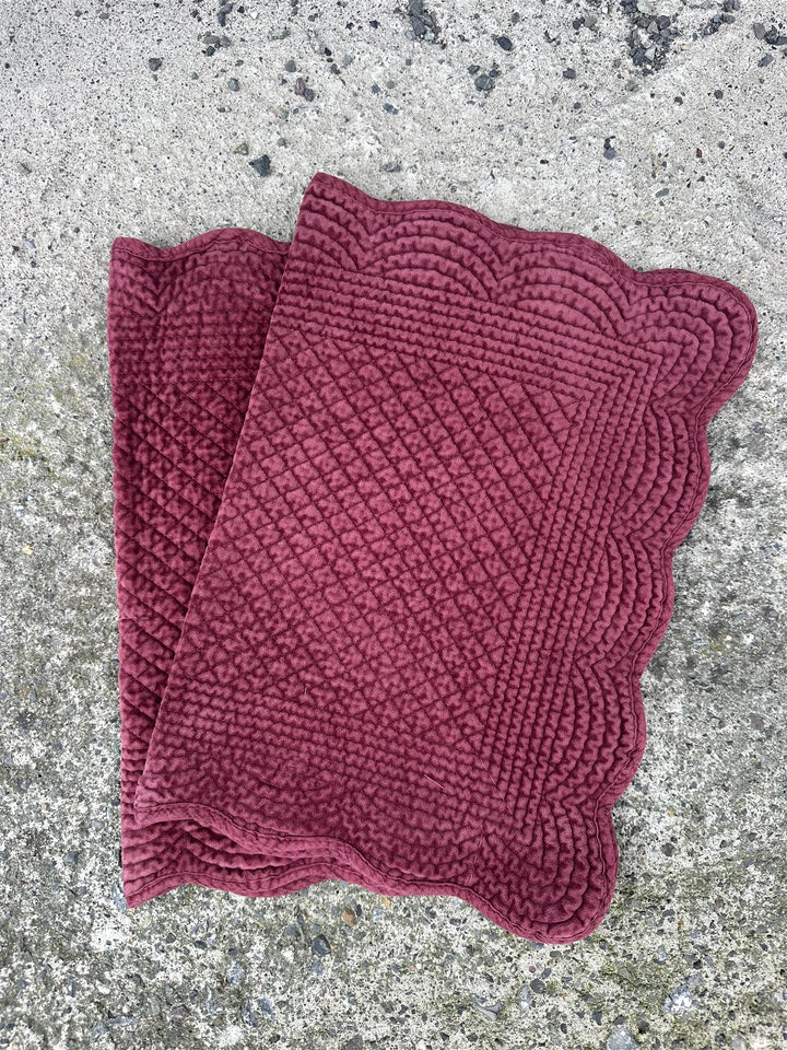 Spisebrikke avlang velur 35x50 cm  Port wine