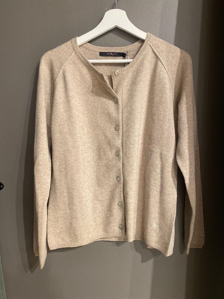 Cashmere cardigan oat beige melange