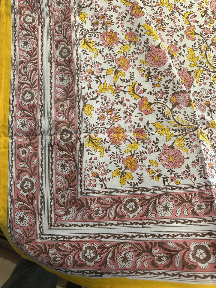 Duk Fleur yellow 150 x 250 cm blokktrykket