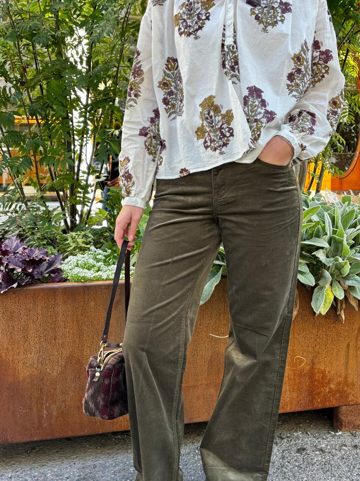 Claudette smalstripet cordfløyel khaki