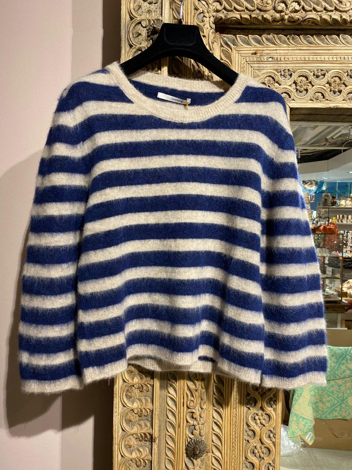 Lilly genser light melange sand & navy