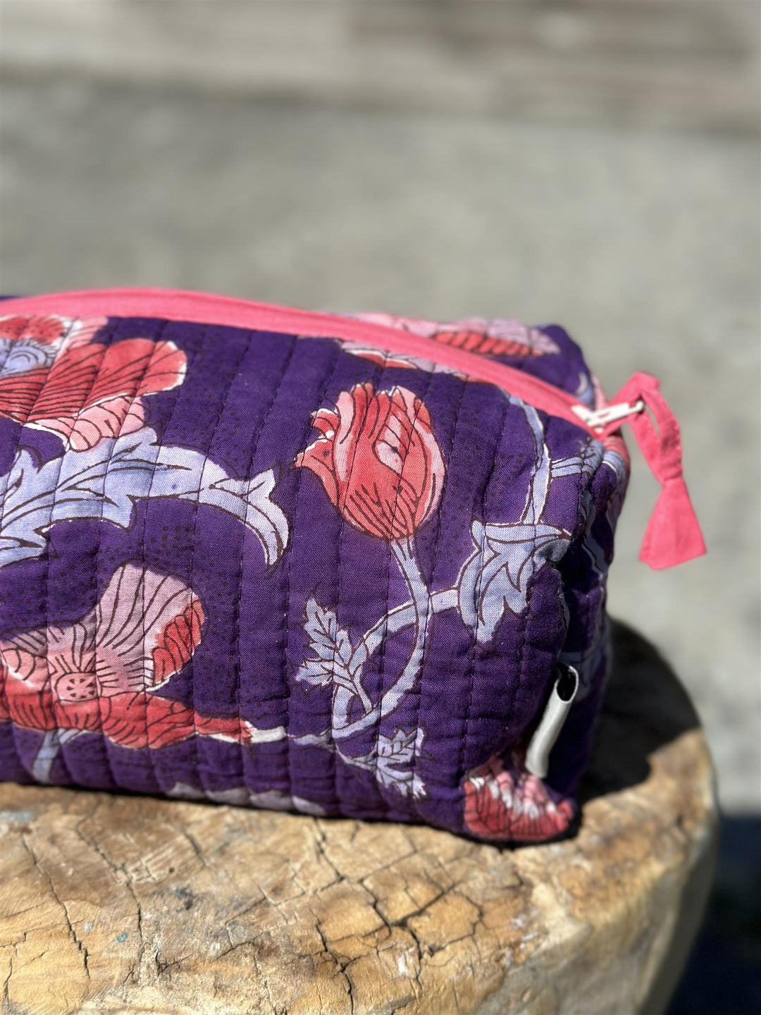 Toalettmappe blokktrykket ink blue terra