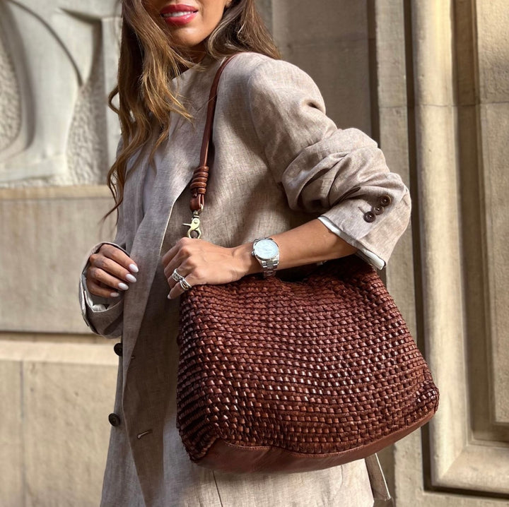 Shopper skinnveske brown