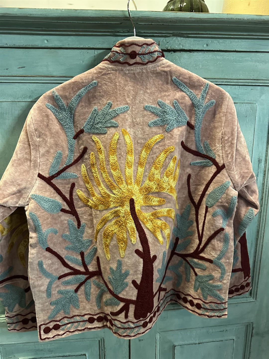 Anouska jakke velur med broderier dusty pink