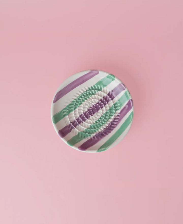 Rivjern keramikk lilla og grønn