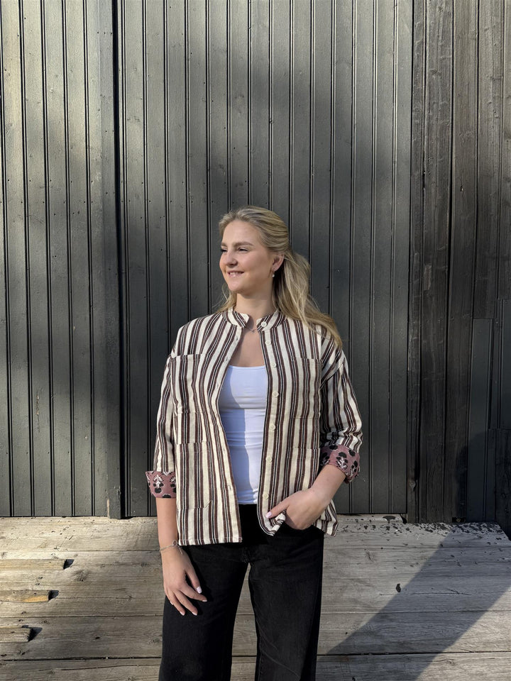 Martha jakke stripet brun & natur
