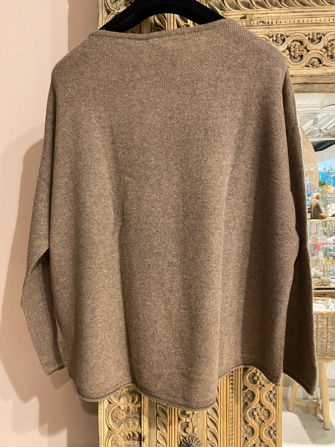 Pure oversized cashmere genser brown melange