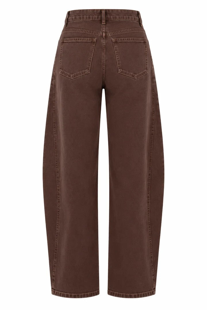 Bukse barrel jeans brun