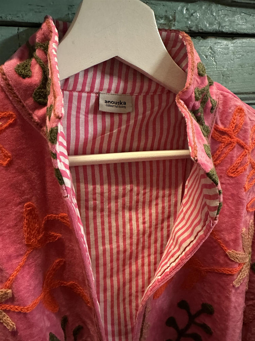 Anouska jakke velur med broderier pink