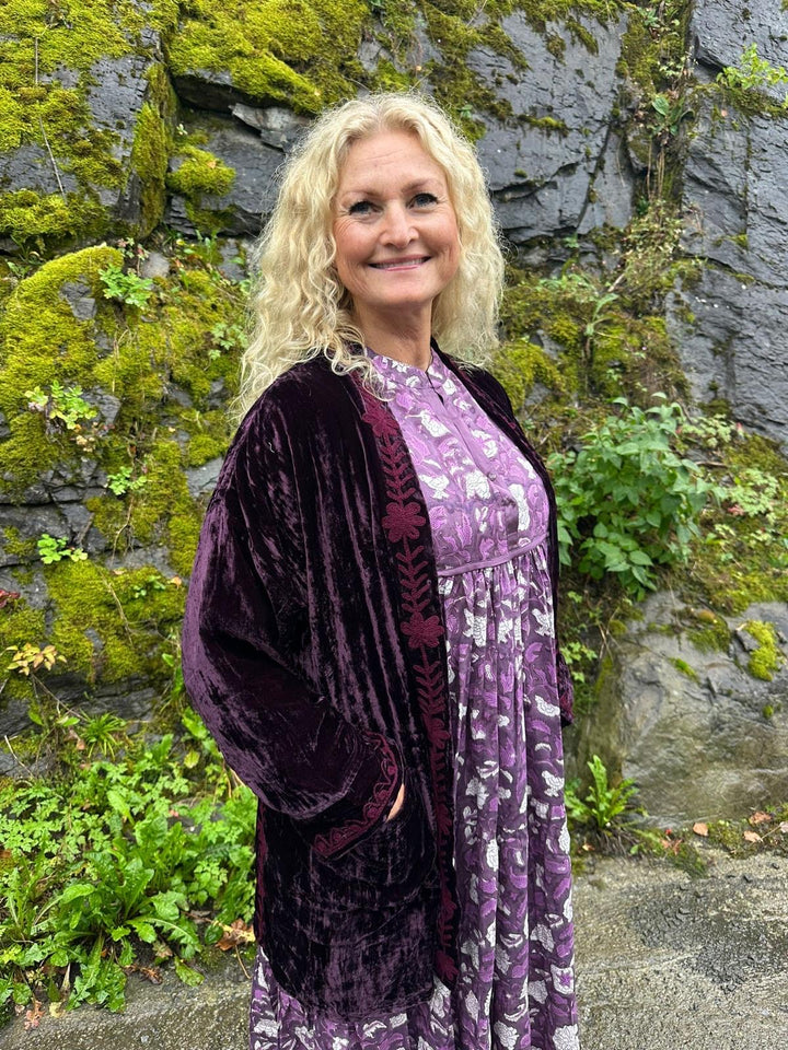 Valentina kimono velur aubergine
