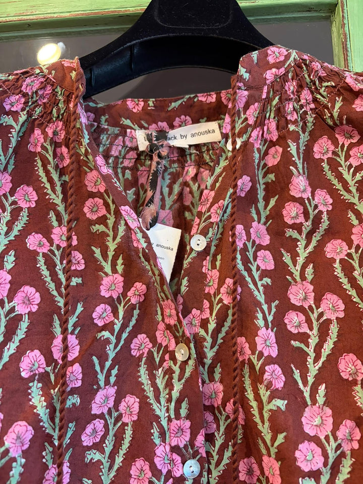 Kara bluse brun & rosa