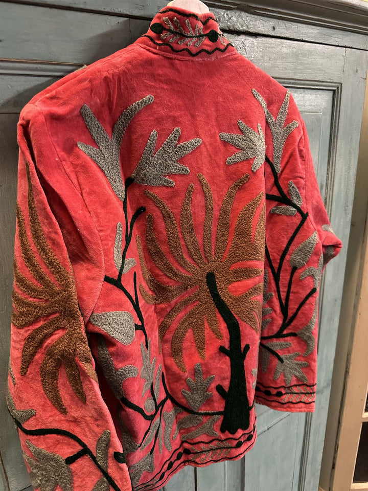 Anouska jakke velur med broderier coral