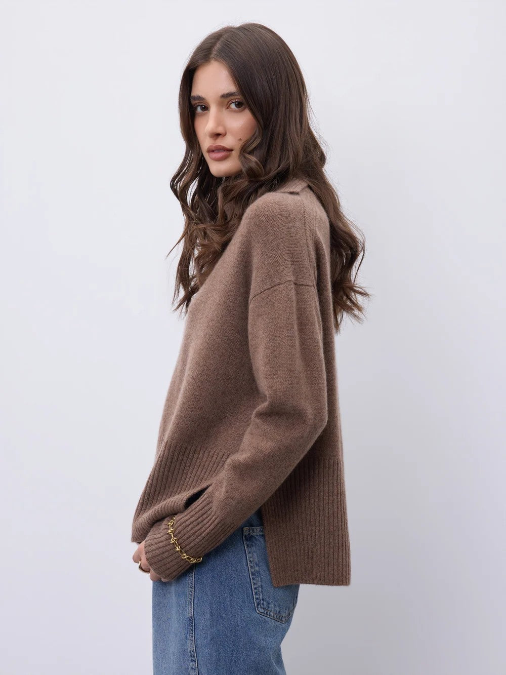 Pyper cashmere genser med høy hals cafe au lait