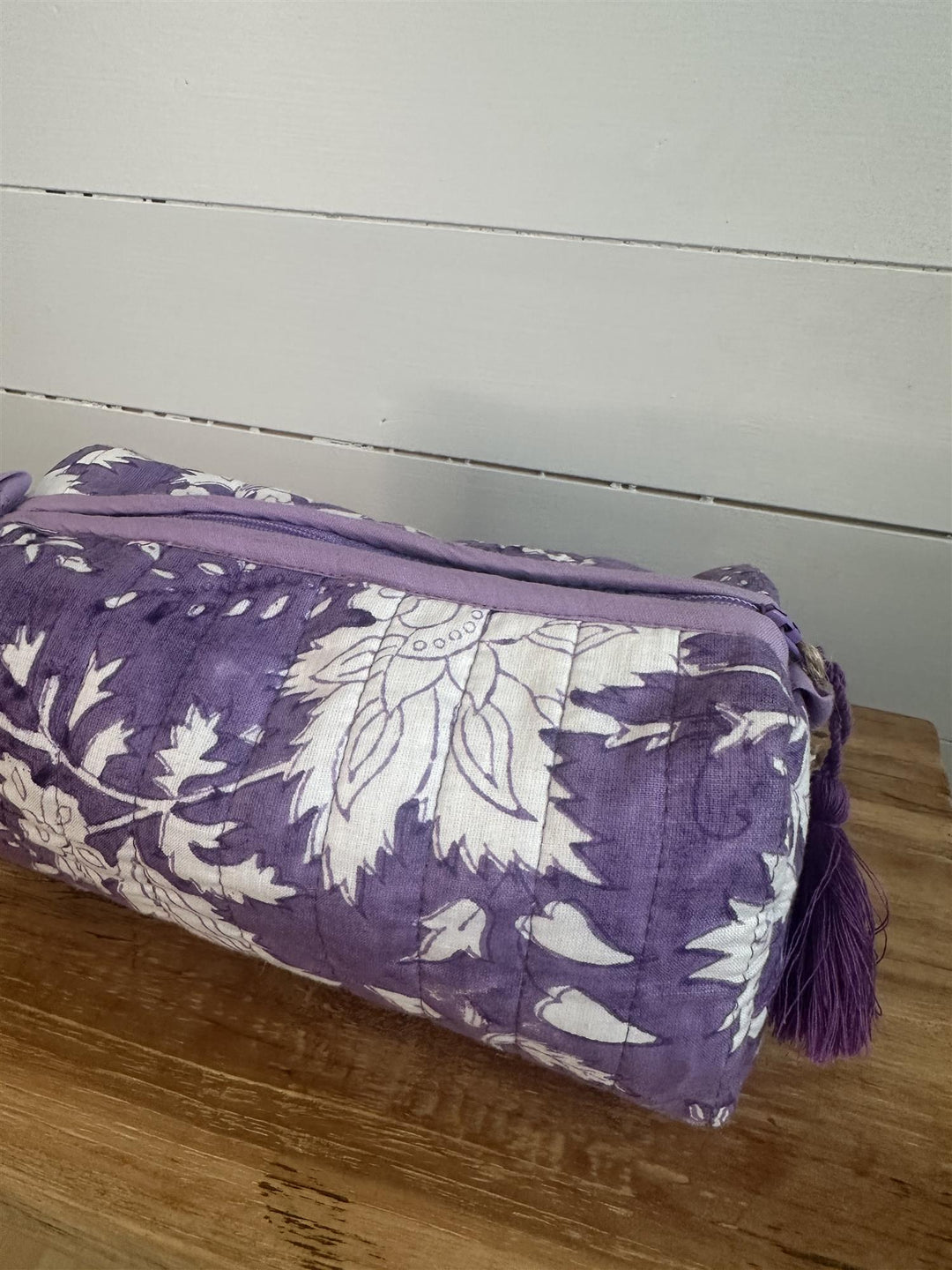 Sminkepung blokktrykket Colette purple