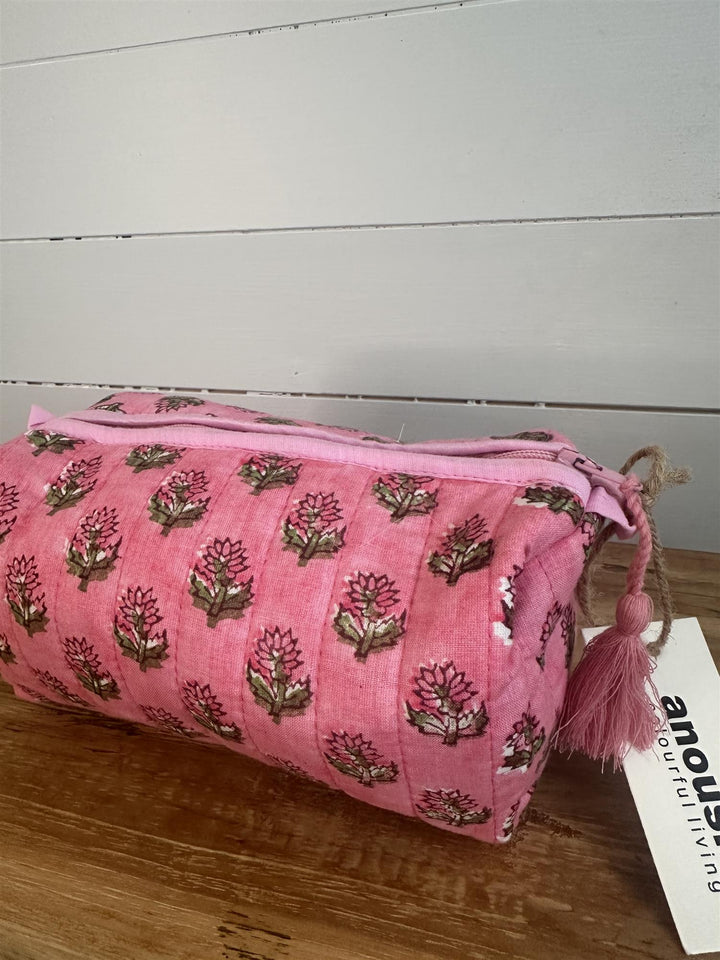 Sminkepung blokktrykket Clementine pink