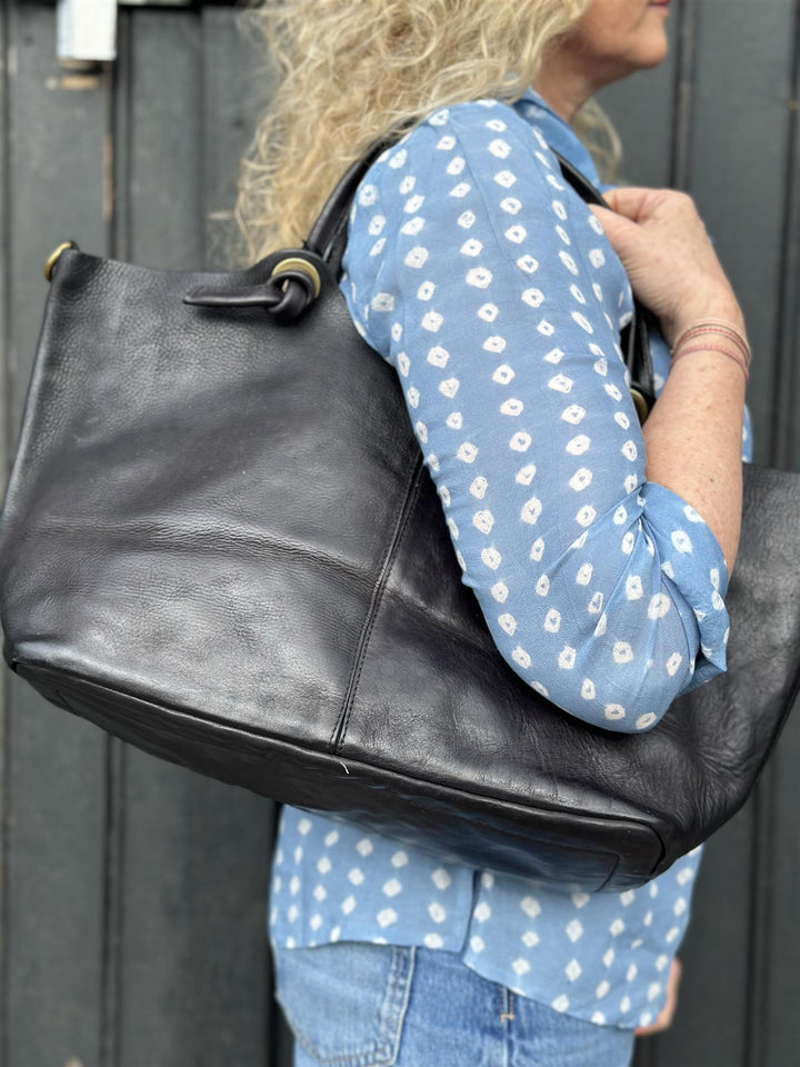 Shopping grande vacchetta bag black