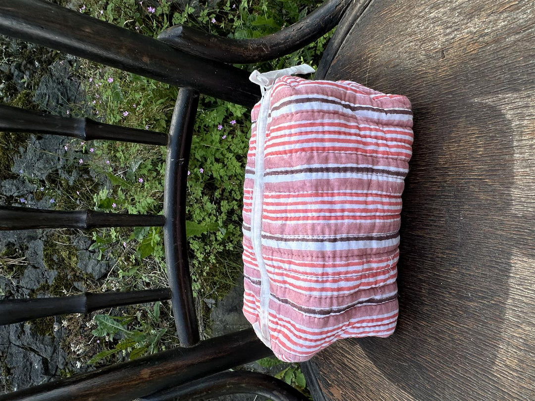 Sminkepung blokktrykket stripe reds