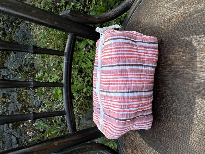 Sminkepung blokktrykket stripe reds