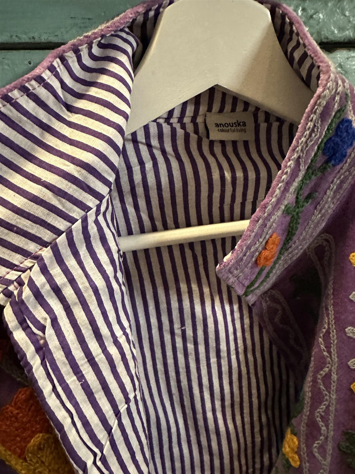Anouska jakke velur med broderier purple