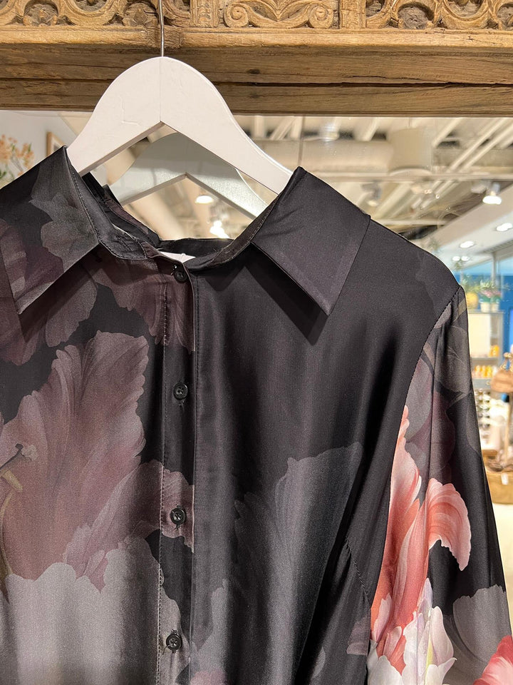 Kjole midi med belte passion black print