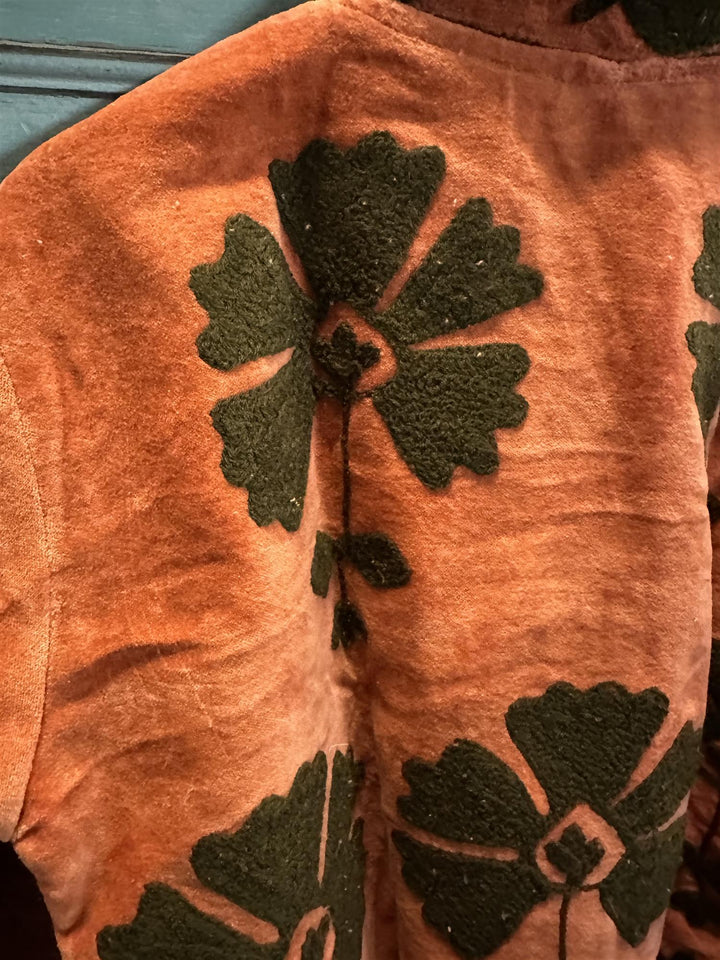 Anouska jakke velur med broderier rust