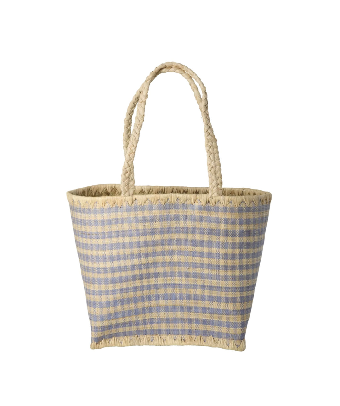Raffia bag Small blå rutet