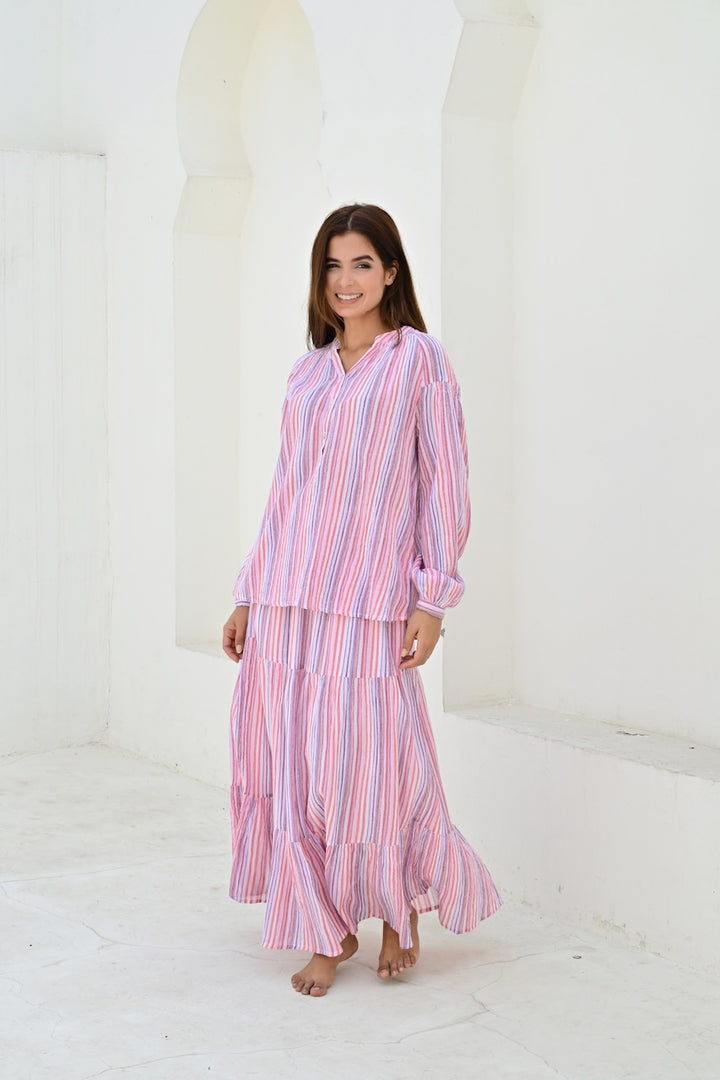 Marseille skjørt langt stripe purple