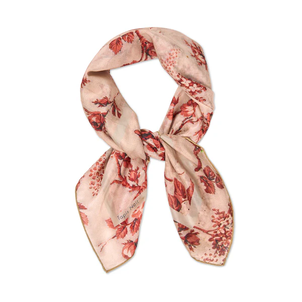 Skjerf light red flower toile