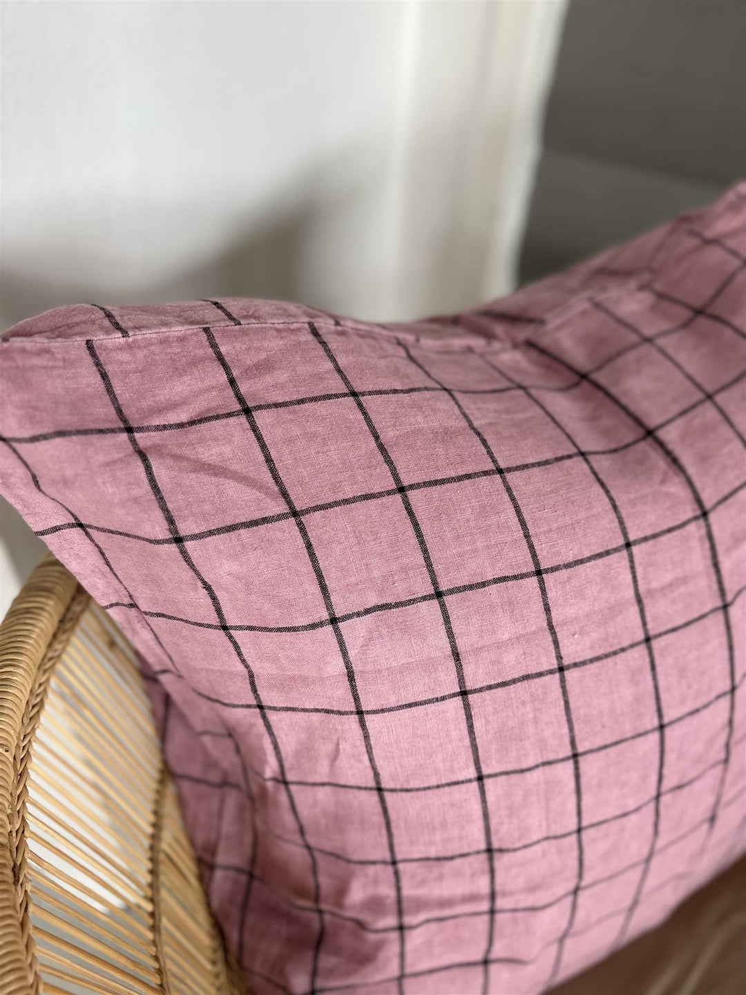 Putetrekk 100% lin Rutet Old Rose