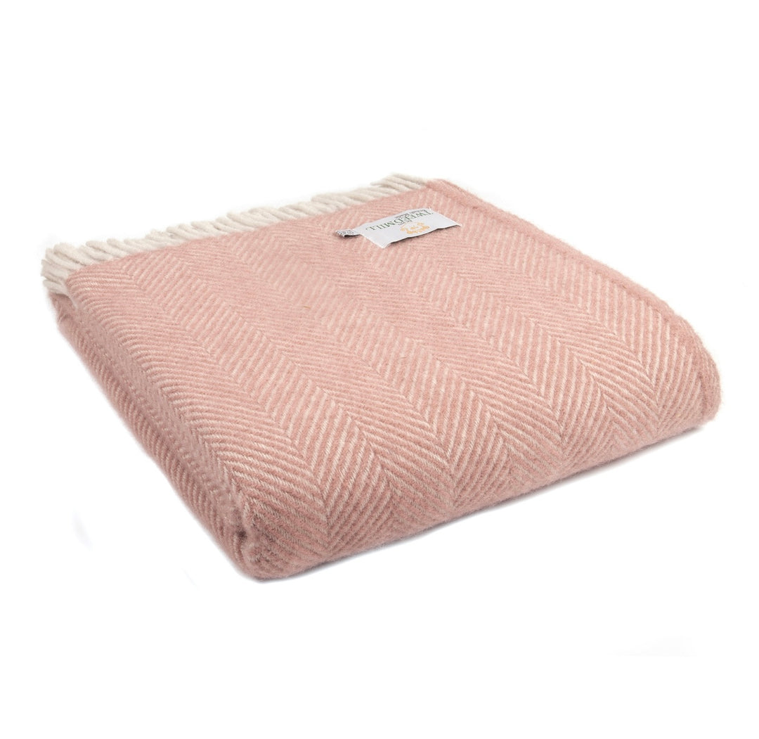 Tweedmill fishbone pure wool dusky pink pearl